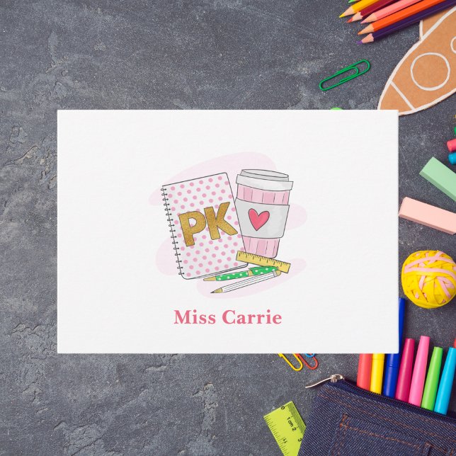 Custom Pre Kindergarten Pink Dot Notebook Coffee Note Card (Creator Uploaded)
