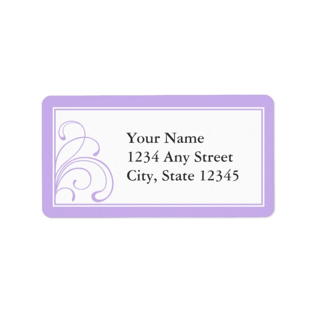 Custom Pre-Printed Address Labels Purple & White (Front)