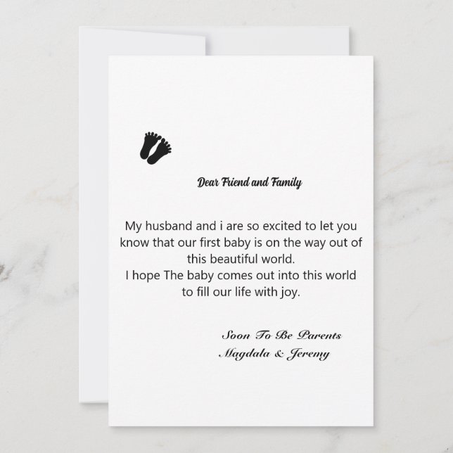 Custom Pregnancy announcement card|new baby coming (Back)