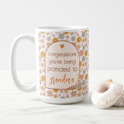 Custom Pregnancy Reveal Gift Boho Floral Coffee Mug
