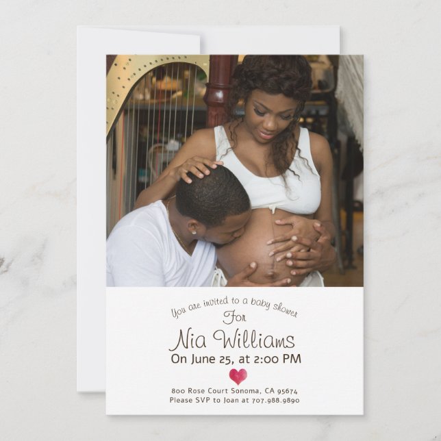 Custom Pregnant Mom Baby Bump Photo Baby Shower Invitation (Front)