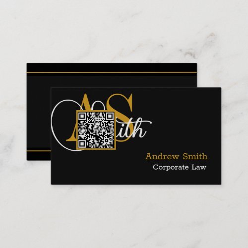 Custom Premium Black  Gold QR Code Professional Business Card