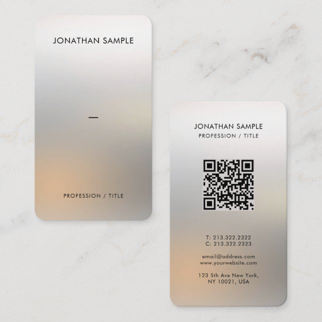 Custom Premium Silk Paper Glamorous Silver Luxury Business Card (Front/Back)