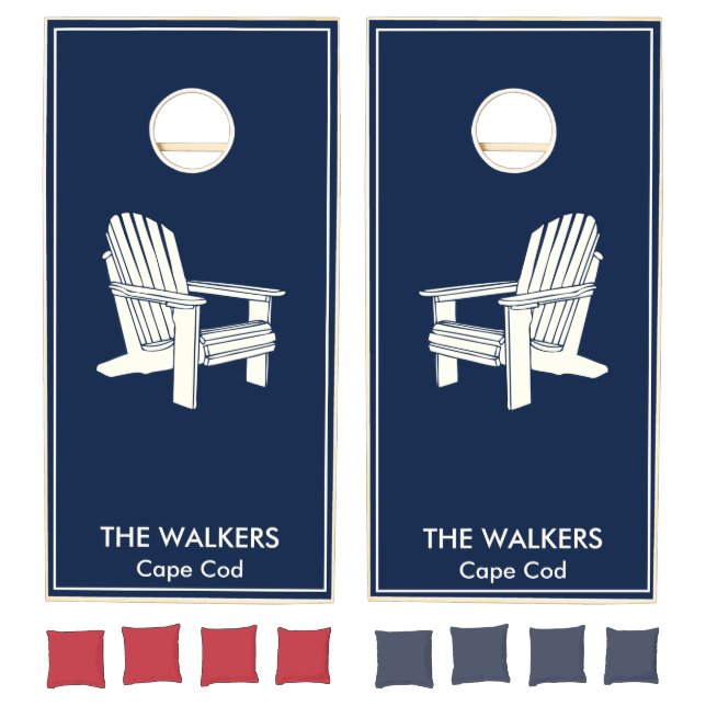 Custom Preppy Adirondack Chairs Cape Cod Cornhole Set (Set)