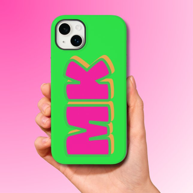 Custom Preppy Green Monogram Drop Shadow Case-Mate iPhone Case (Creator Uploaded)