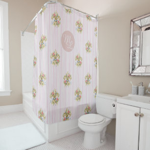 Custom Preppy pink Fleur de Lis Shower Curtain
