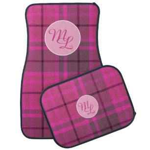 Custom Preppy pink & purple tartan plaid Car Floor Mat