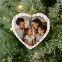 Custom Preppy Striped Family Photo Heart Shaped