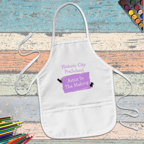 Custom Preschool Artist Violet Scrap Paper Artwork Kids Apron