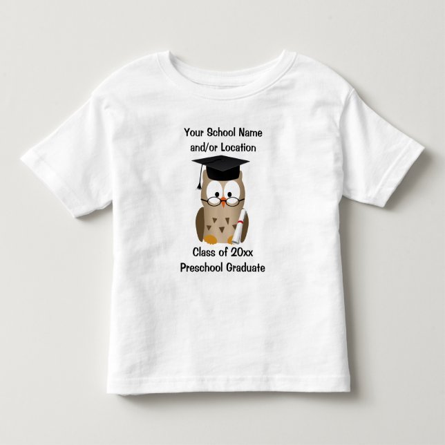 Custom Preschool Graduation T-Shirt, Wise Owl Toddler T-shirt (Front)