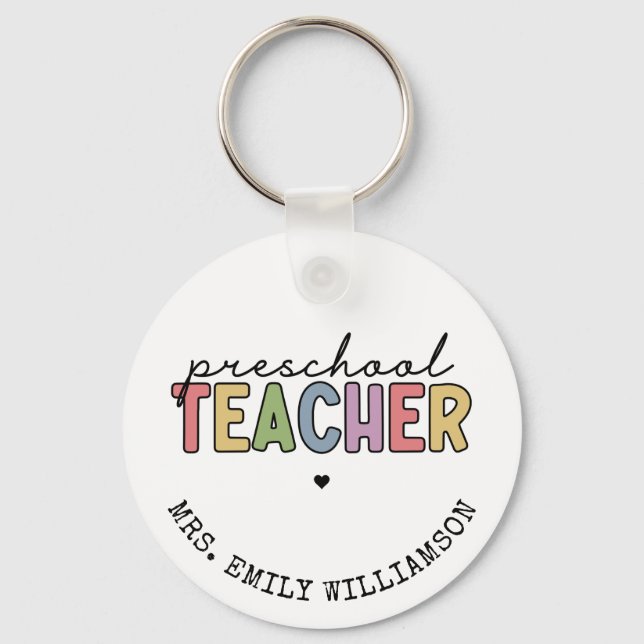 Custom Preschool Teacher Personalized Gifts  Keychain (Front)
