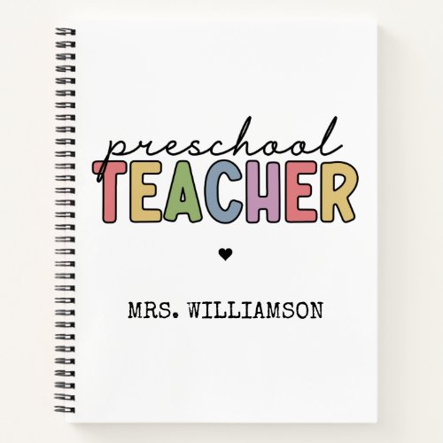 Custom Preschool Teacher Personalized Gifts Notebook