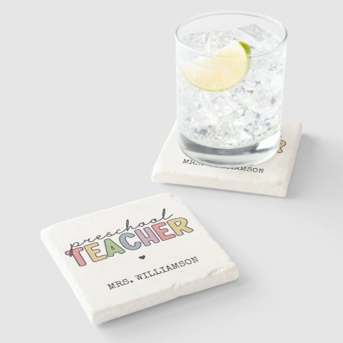 Custom Preschool Teacher Personalized Gifts Stone Coaster