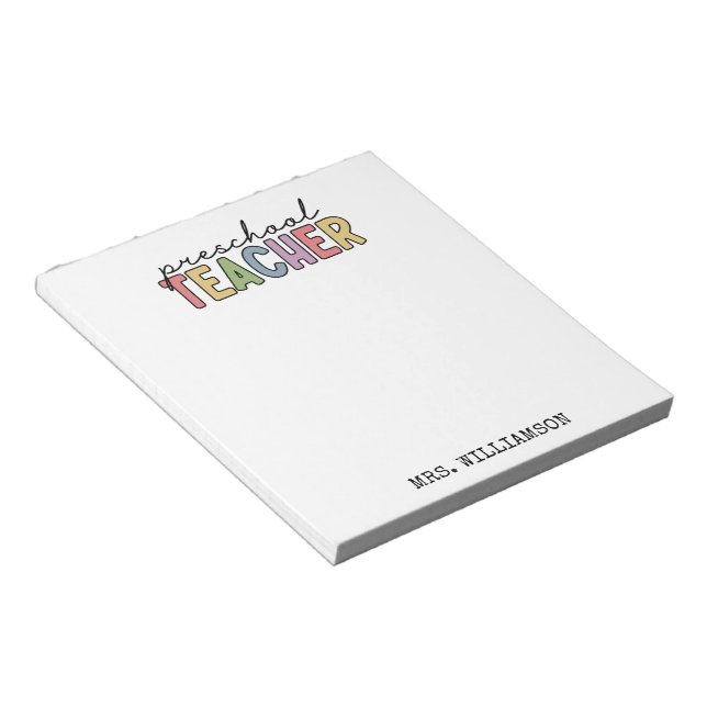 Custom Preschool Teacher Personalized Notepad (Angled)