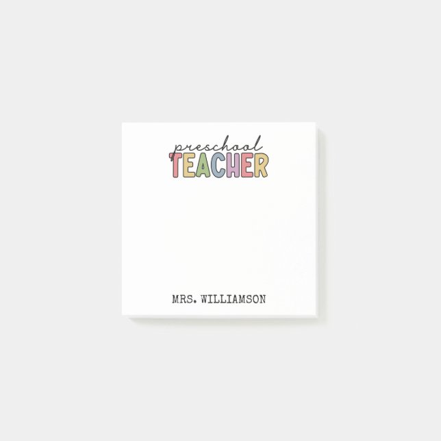 Custom Preschool Teacher Personalized Post-it Notes (Front)
