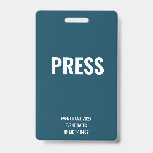 Custom Press Media Access Blue Concert Festival Badge