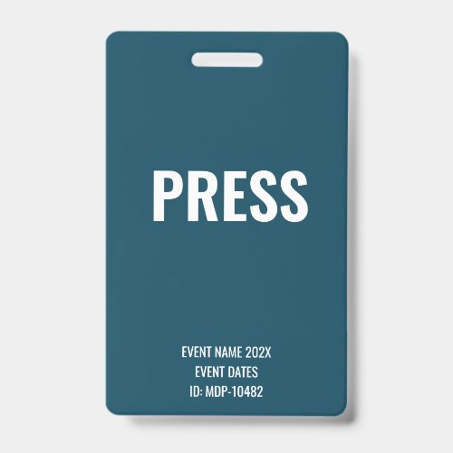 Custom Press Media Access Blue Concert Festival Badge