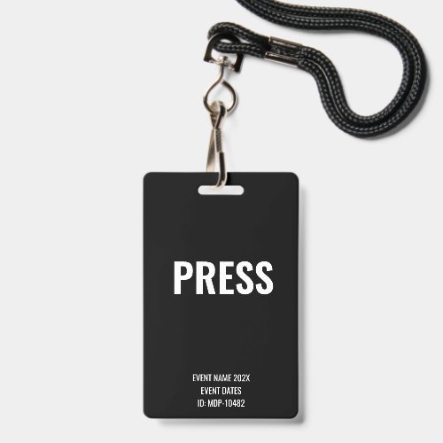 Custom Press Media Access Concert Festival Black Badge
