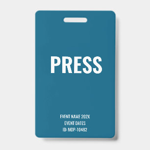 Custom Press Media Access Concert Festival Blue Badge