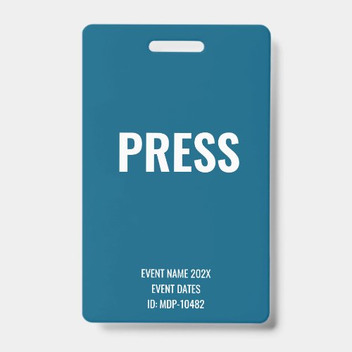 Custom Press Media Access Concert Festival Blue Badge
