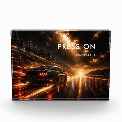 Custom Press On Philippians 3 14 Race Car Sign Photo Block