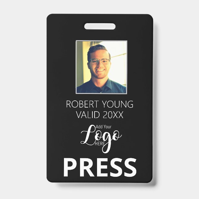 Custom PRESS - Photo pass- Name ID ID Badge (Front)