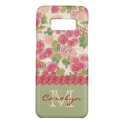Custom Pretty Chic Rose Flowers Pattern Watercolor Case_Mate Samsung Galaxy S8 Case
