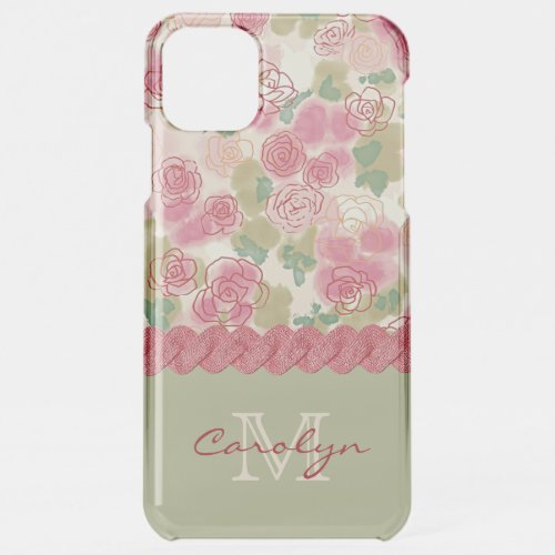 Custom Pretty Chic Rose Flowers Pattern Watercolor iPhone 11 Pro Max Case