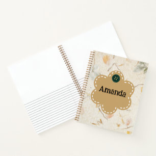 Custom pretty dried floral backdrop Border Notebook