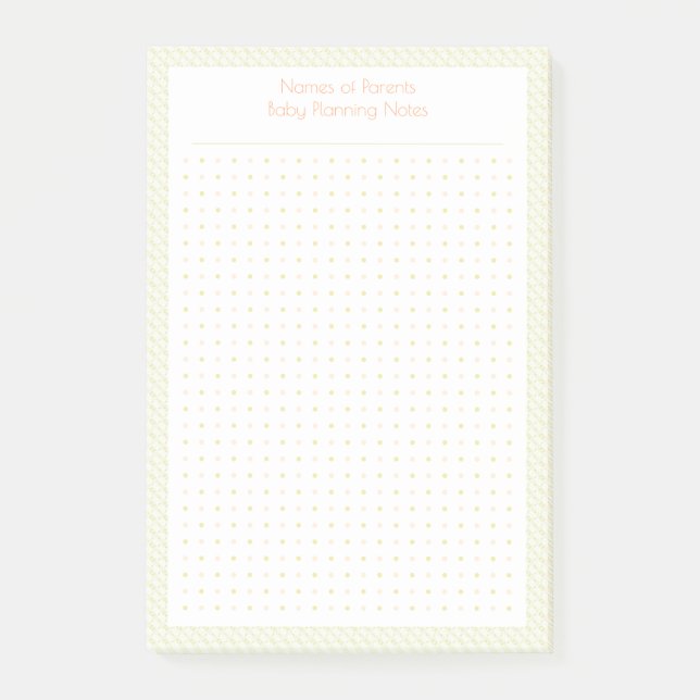 Custom Pretty Green Dot Grid New Baby Plan Planner Post-it Notes (Front)