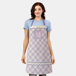 Custom Pretty Lavender Violet Purple Ivory Gingham Apron