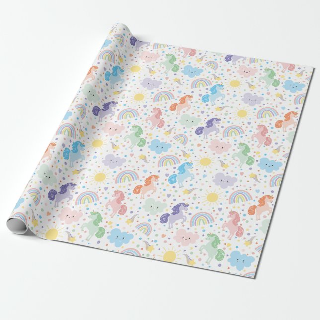 Custom Pretty Little Unicorns Wrapping Paper  (Unrolled)