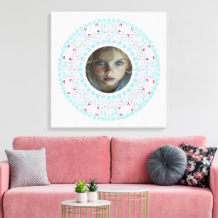 Custom Pretty Pastel Pink and Blue Mandala Frame Canvas Print