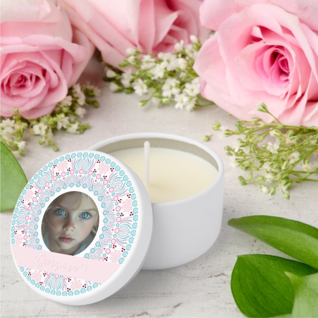 Custom Pretty Pastel Pink and Blue Mandala Frame Mini Candle Favors (Insitu (Wedding))
