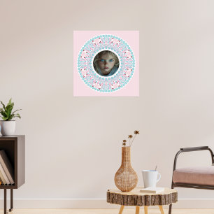 Custom Pretty Pastel Pink and Blue Mandala Frame Poster