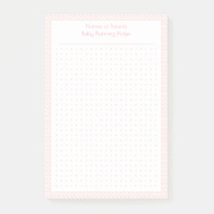 Custom Pretty Pink Dot Grid New Baby Plan Planner Post-it Notes