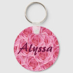 Custom Pretty Pink Roses Name, Initials Keychain at Zazzle