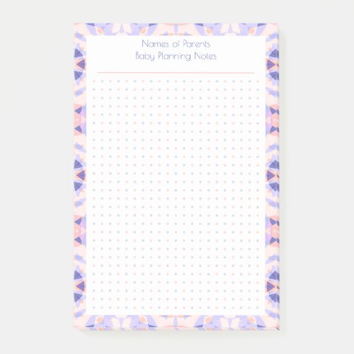 Custom Pretty Purple Dot Grid New Mom Baby Planner Post_it Notes