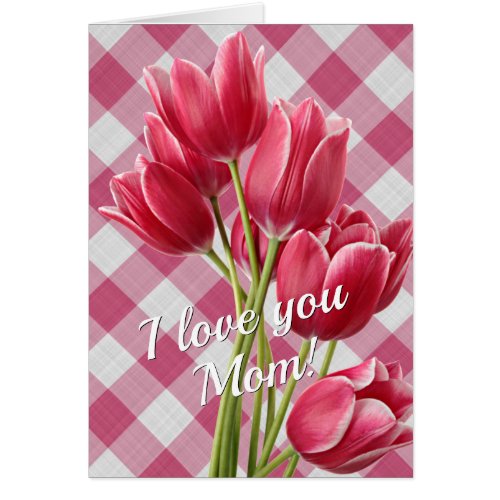 Custom Pretty Red Pink Tulips Pink Red Gingham