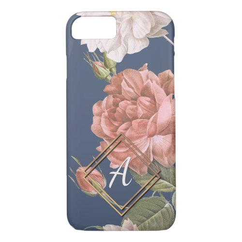 Custom Pretty Roses Floral Pattern Gold Frame iPhone 87 Case