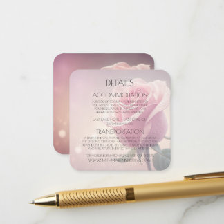 Custom Pretty Single Pink Rose Details Enclosure Card