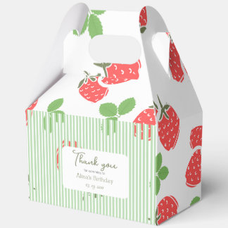 Custom pretty strawberry and stripes Green RE Favor Boxes