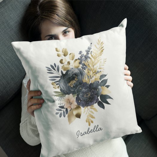 Custom Pretty Watercolor Black Gold Floral
