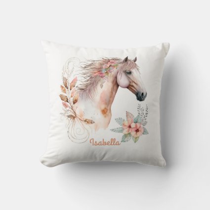 Custom Pretty Watercolor Floral Boho Horse