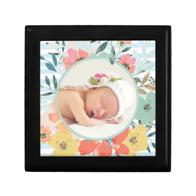 Custom Pretty Watercolor Floral Photo Frame Gift Box (Front)