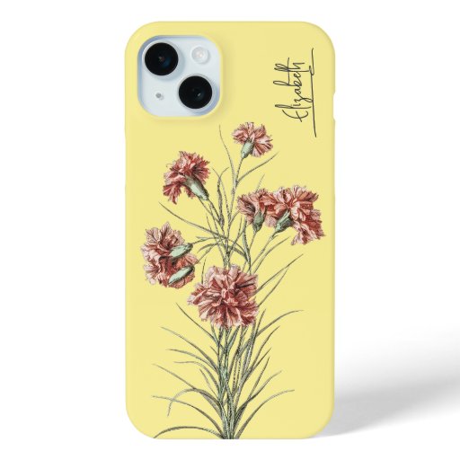 Custom Pretty Wildflower Yellow with name Feminine iPhone 15 Plus Case
