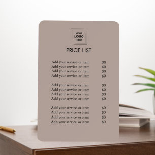 Custom Price List Business Logo Modern brown Foam Board
