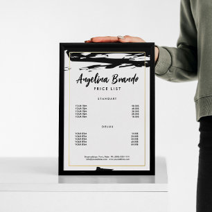 Custom Price List Golden Foil Stroke Black Sketch Invitation