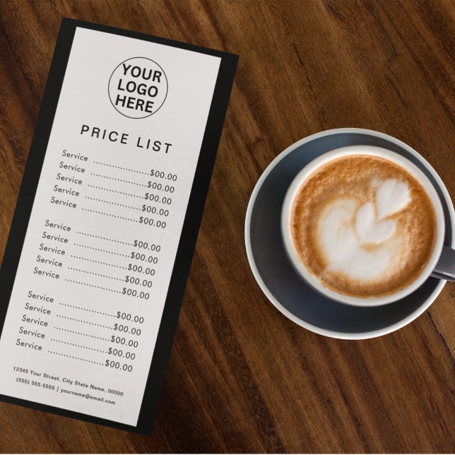 Custom Price List Services Black & White Logo   Rack Card (Creator Uploaded)