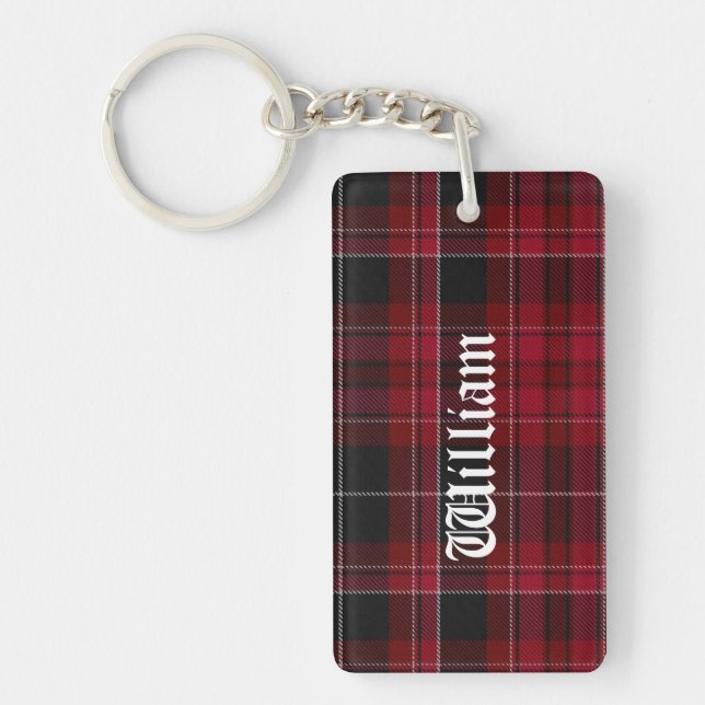 Custom Pride of Wales Tartan Plaid Key Chain (Front)